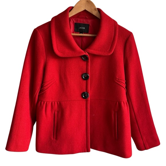 Jacob Jackets & Blazers - Jacob Women's Bold Scarlet Pea Coat